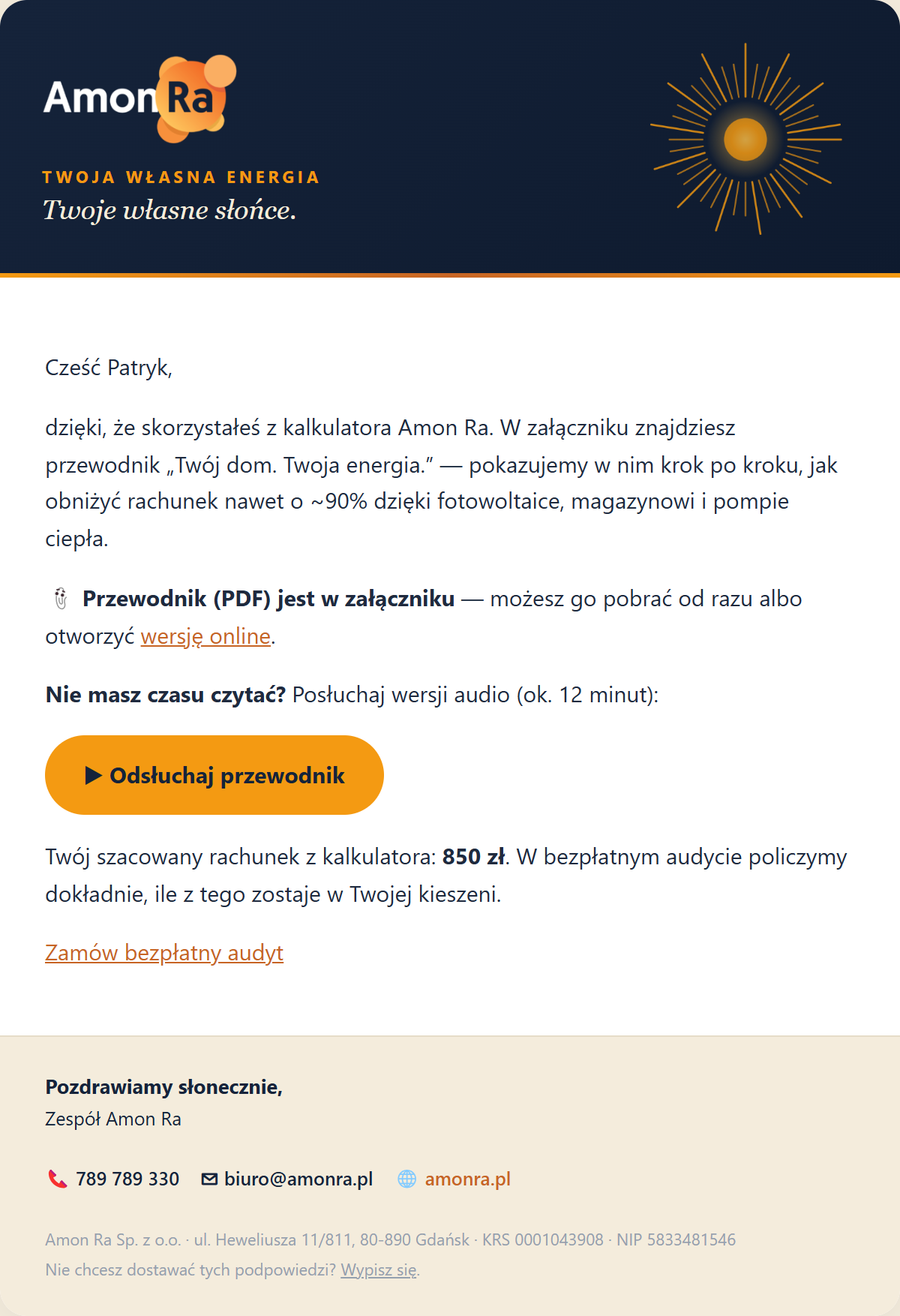 Mail — Twój przewodnik i wynik z kalkulatora 🌞